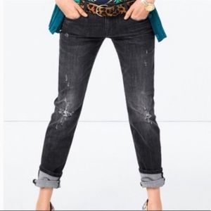 Cabi Black Distressed Boyfriend Jeans